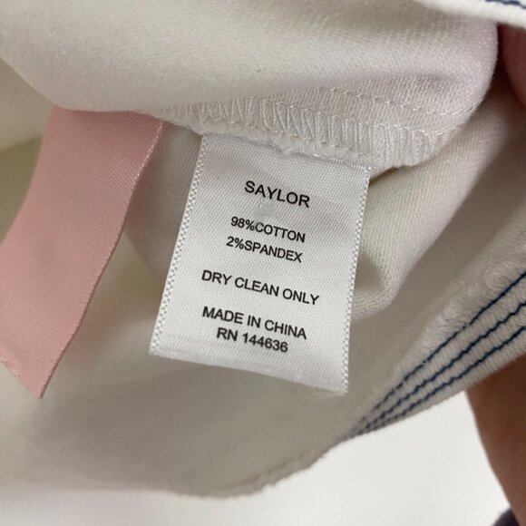 Saylor Harriette Denim Ruffle Top Shirt Short Sleeves Womens Medium White - Picture 5 of 8